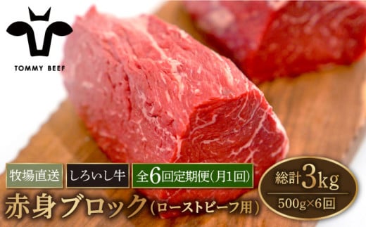 【牧場直送】【6回定期便】佐賀県産しろいし牛 赤身ブロック（ローストビーフ用）500g【有限会社佐賀セントラル牧場】 [IAH137] 304061 - 佐賀県白石町