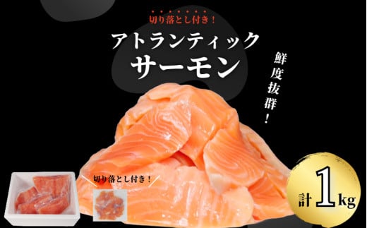 アトランティックサーモン 計1kg（切り落とし付き） 冷凍  鮭 刺し身 魚 人気 海鮮 生食用 刺身 お刺身 魚介類 魚介  海鮮丼 寿司 丼  カルパッチョ 海鮮サラダ ムニエル ホイル焼き【北海道･東北･沖縄･離島への配送不可】 1324196 - 徳島県小松島市