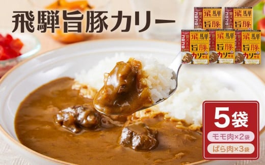 【12月配送】お肉ゴロゴロ 飛騨旨豚カレー 5食 (モモ肉×2食、ばら肉×3食) |年内発送  2種 ブランド豚  ご当地カレー 食べ比べ さるぼぼ ご当地 飛騨高山 (有)オリジナル AK004VC12