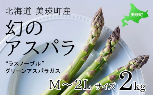 【2025年産！】北海道 美瑛町幻のアスパラ 本山農場のラスノーブル（グリーンアスパラ）M～2Lサイズ 2kg  | グリーン アスパラガス アスパラ あすぱら あすぱらがす 採れたて 新鮮 旬 産地直送 野菜[019-40] 1477315 - 北海道美瑛町