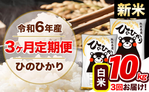 【3ヶ月定期便】令和6年産 新米 定期便 ひのひかり 10kg 《申込み翌月から発送》令和6年産 熊本県産 ふるさと納税 白米 精米 ひの 米 こめ ふるさとのうぜい ヒノヒカリ コメ 熊本米 ひのもり 1408885 - 熊本県玉東町