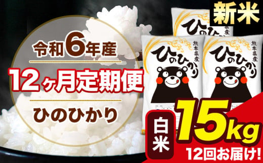 令和6年産 新米 【12ヶ月定期便】 ひのひかり 白米 15kg 5kg×3袋 計12回お届け 熊本県産 こめ コメ 白米 精米 荒尾市 ひの 米 定期 《お申込み月の翌月から出荷開始》