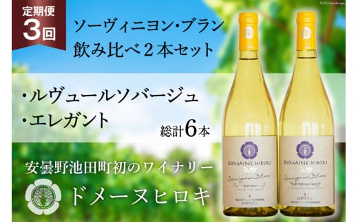 【3回 定期便 】白 ワイン ソーヴィニヨン・ブラン 2種 飲み比べ 750ml×2本 [ヴィニョブル安曇野 DOMAINE HIROKI 長野県 池田町 48110704] 白ワイン セット お酒 酒 552910 - 長野県池田町