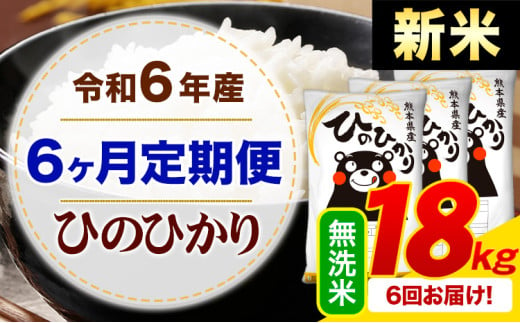 【6ヶ月定期便】令和6年産 新米 無洗米 早期先行予約受付中 ひのひかり 定期便 18kg《申込み翌月から発送》令和6年産 熊本県産 ふるさと納税 精米 ひの 米 こめ ふるさとのうぜい ヒノヒカリ コメ お米