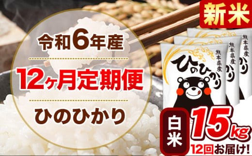 令和6年産新米 【12ヵ月定期便】 白米 ひのひかり 定期便 15kg 5kg×3袋《お申込み翌月から出荷開始》 熊本県産 精米 ひの 米 こめ ヒノヒカリ コメ お米 1582173 - 熊本県津奈木町