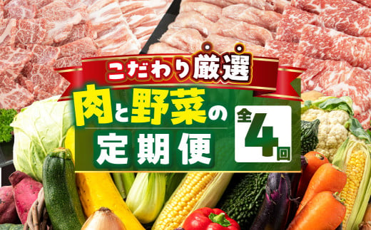 あつみの肉＆旬の野菜BOX定期便 4回お届け 定期便 4回 旬 野菜 野菜セット 詰合せ 田原市 渥美フーズ 渥美半島 焼肉 肉 牛肉 豚肉 カルビ 赤身 バラ ロース 肩ロース あつみ牛 あつみポーク