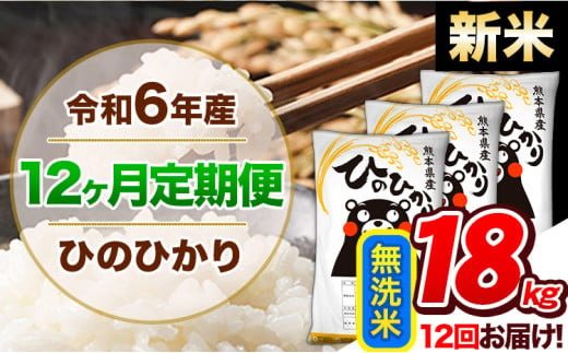 【12ヶ月定期便】令和6年産 新米 定期 無洗米便 ひのひかり 18kg 《申込み翌月から発送》令和6年産 熊本県産 ふるさと納税 精米 ひの 米 こめ ふるさとのうぜい ヒノヒカリ コメ 熊本米 ひのもり 1569326 - 熊本県玉東町