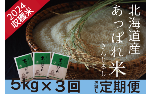 お米定期便　北海道産　あっぱれ米金印　5kg×3回　今井農場/031-03018-b03E 683445 - 北海道津別町