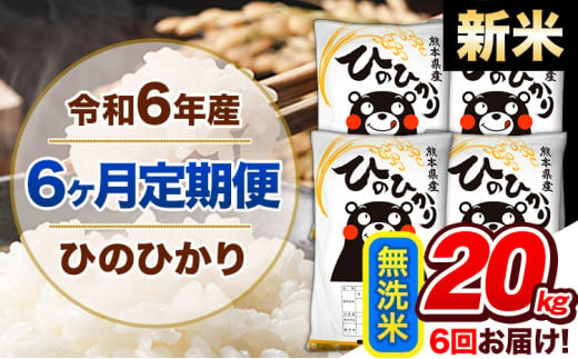 【6ヶ月定期便】令和6年産 新米 定期便 無洗米 ひのひかり20kg 《申込み翌月から発送》令和6年産 熊本県産 ふるさと納税 精米 ひの 米 こめ ふるさとのうぜい ヒノヒカリ コメ 熊本米 ひのもり 1569336 - 熊本県玉東町