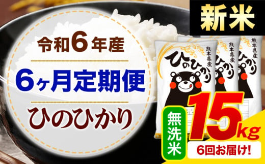 【6ヶ月定期便】令和6年産 新米 無洗米 早期先行予約受付中 ひのひかり 定期便 15kg《申込み翌月から発送》令和6年産 熊本県産 ふるさと納税 精米 ひの 米 こめ ふるさとのうぜい ヒノヒカリ コメ お米