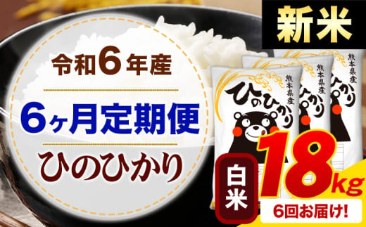 【6ヶ月定期便】令和6年産 新米 白米 早期先行予約受付中 ひのひかり 定期便 18kg《申込み翌月から発送》令和6年産 熊本県産 ふるさと納税 精米 ひの 米 こめ ふるさとのうぜい ヒノヒカリ コメ お米