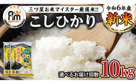 [ 選べる お届け回数 ] 茨城県 筑西市産 コシヒカリ 10kg ( 5kg × 2袋 ) 通常便 定期便 3ヶ月 6ヶ月 令和6年産 三ツ星 マイスター 米 コメ こしひかり 単一米 精米 [CH004ci]