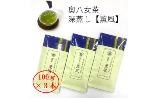 奥八女の新緑の風薫る・特上深蒸し茶薫風(冠せ茶) 100g×3本【1553963】 1570142 - 福岡県大牟田市