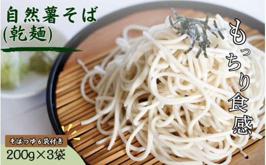 自然薯そば（乾麺）200g×3袋＋そばつゆ6袋  岩手県産 蕎麦 じねんじょ めんつゆ 年越しそば 麺 麺類  1687516 - 岩手県平泉町