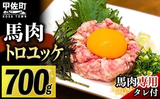 レビューキャンペーン対象★馬肉 トロユッケ700g (専用たれ付き)- 馬肉ユッケ 馬刺しユッケ 特殊加工 低温調理 レア食感 自家製タレ付 冷凍 人気 おすすめ 熊本県 甲佐町[価格改定X]