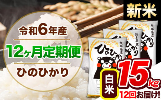 【12ヶ月定期便】令和6年産 新米 定期便 ひのひかり 15kg 《申込み翌月から発送》令和6年産 熊本県産 ふるさと納税 白米 精米 ひの 米 こめ ふるさとのうぜい ヒノヒカリ コメ 熊本米 ひのもり 1569297 - 熊本県玉東町