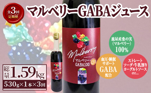 2769 [定期便3回]マルベリー GABAジュース 530g入り 1本 鹿屋産 桑の実100%使用(毎月1本×3回お届け) [常温 常温保存 桑 桑の実 マルベリー ベリー ジュース 果汁 飲料 GABA アミノ酸 鹿屋 鹿児島 定期便]