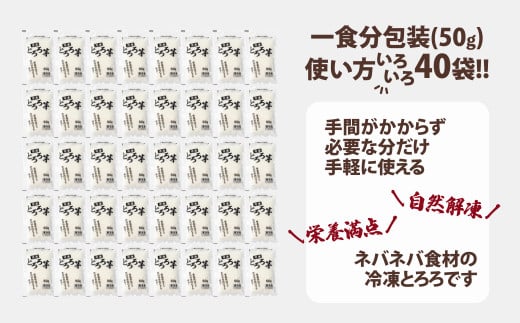 秋田県大館市のふるさと納税 ご飯にかけるとちょうどいい！ 冷凍とろろ2キロセット（50g×40袋） 70P3206