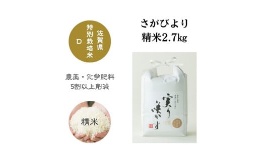 [令和6年産]「実り咲かす」特別栽培 さがびより 白米2.7kg[A0106-0001]