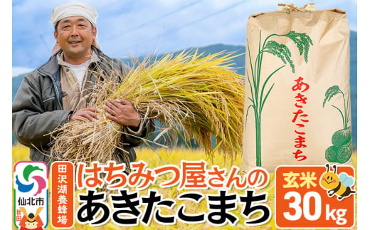 【玄米】秋田県産 あきたこまち 30kg 令和6年産 30キロ お米 仙北市