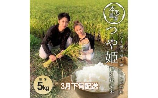 SA2482　3月下旬配送／令和6年産【精米】特別栽培米 つや姫　5kg 農家直送 HO