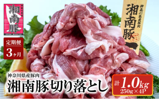 【3ヵ月 定期便】湘南豚　切り落し　1.0kg　※2025年2月から順次発送 【神奈川県産豚】 豚肉 切り落とし 国産 肉 ポーク 小分け 250g 冷凍 生姜焼き 野菜炒め 豚汁 豚丼 人気 おすすめ 藤沢市 1586718 - 神奈川県藤沢市