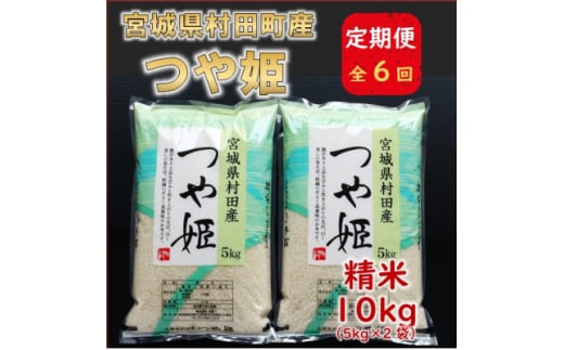 ＜毎月定期便＞宮城県村田町産つや姫　精米10kg(5kg×2)全6回【4060603】