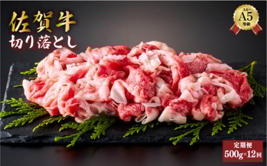 [定期便12回]佐賀牛切り落とし 計6kg (500g×12回) / 佐賀 佐賀県 黒毛和牛 国産 霜降り 焼肉 ステーキ 厚切り 柔らか ビーフ ギフト 日本産 贈り物 プレゼント 贈答用 お中元 厳選 部位 ふるさと納税牛肉 ロース お歳暮 大町