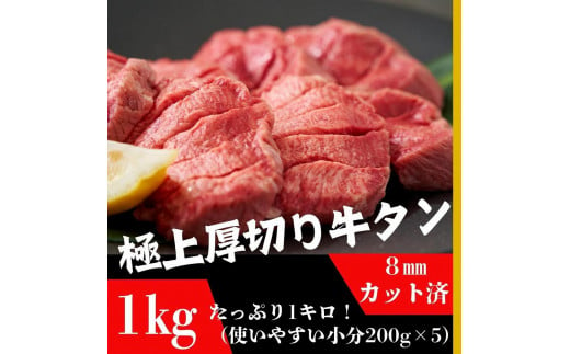 厚切り牛タン 8mmスライス塩仕込み 解凍＆焼くだけで柔らかくてジューシーなお店の味 200g×5袋（1kg）