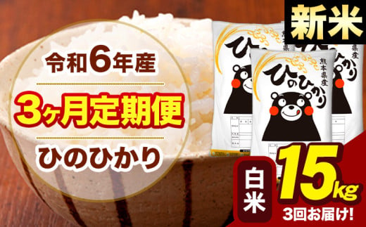 新米 令和6年産 【3ヶ月定期便】 早期先行予約受付中 白米 米 ひのひかり 15kg《お申し込み月の翌月から出荷開始》熊本県 大津町 国産 熊本県産 白米 送料無料 ヒノヒカリ こめ お米