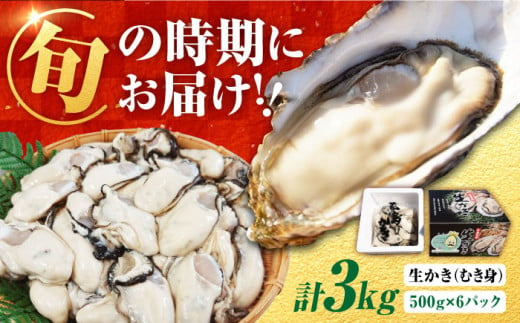 牡蠣 生食 むき身 濃厚エキスが口いっぱいに！【生牡蠣】【着日指定可能】 むき身 3kg（500g×6）牡蠣 広島 かき カキ むき身 江田島市/山岡水産 [XBJ005]