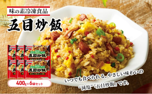 味の素冷凍食品　五目炒飯　6袋セット 冷凍食品 炒飯 冷凍炒飯 五目炒飯 焼豚 減塩 惣菜 ご飯 冷凍 温めるだけ レンジ 電子レンジ 簡単 簡単料理 千葉市 千葉県[№5346-0998]