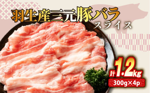 バラ スライス 1.2kg ( 300g ×4P ) 国産 三元豚 冷凍 真空 小分け 個包装 たっぷり 大容量 大きめ 豚肉 豚 ブタ ポーク ジューシー お弁当 おかず 惣菜 晩ごはん 贅沢 ギフト お中元 御中元 贈り物 贈答 埼玉県 羽生市 1425721 - 埼玉県羽生市