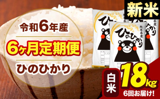 新米 令和6年産 【6ヶ月定期便】 早期先行予約受付中 白米 米 ひのひかり 18kg《お申し込み月の翌月から出荷開始》熊本県 大津町 国産 熊本県産 白米 送料無料 ヒノヒカリ こめ お米