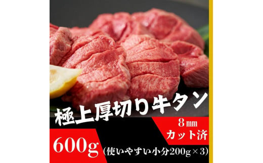 厚切り牛タン 8mmスライス塩仕込み 解凍＆焼くだけで柔らかくてジューシーなお店の味 200g×3袋（600g）