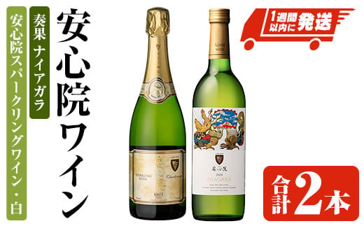 安心院スパークリングワイン・白/奏果ナイアガラ(合計1.47L・2本) 酒 お酒 ワイン ぶどう 葡萄 飲み比べ セット【107306300】【時枝酒店】 1581354 - 大分県宇佐市