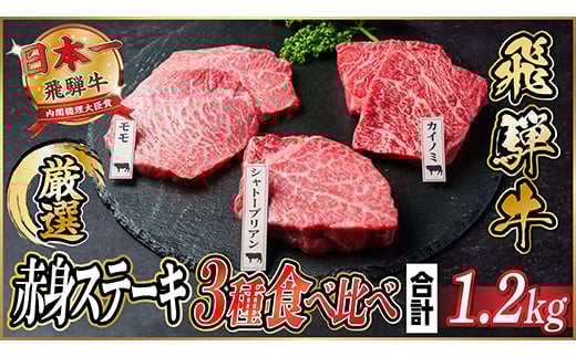 飛騨牛　赤身ステーキ3種食べ比べセット　計約1.2kg　＜冷蔵便＞【1534744】 1434427 - 岐阜県羽島市