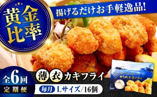 【全6回定期便】牡蠣 冷凍 カキフライ かき カキ 広島牡蠣の老舗！安心・安全の新鮮牡蠣【瞬間冷凍】牡蠣 かきフライ Lサイズ 16個入 魚介類 和食 海鮮 海産物 広島県産 江田島市/株式会社かなわ [XBP049]