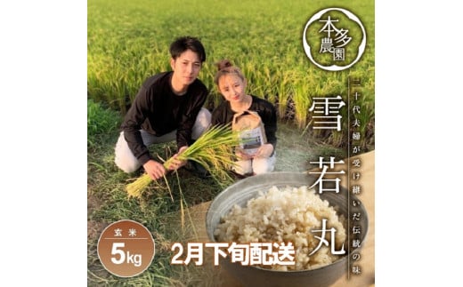 SA2491　2月下旬配送／令和6年産【玄米】雪若丸　5kg 農家直送 HO