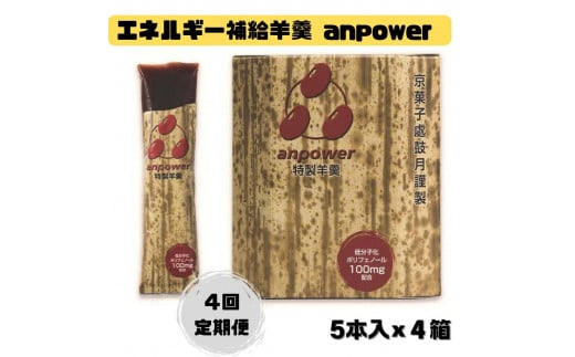 [定期便・年4回] [鼓月]エネルギー補給羊羹 anpower 4箱(5本入×4) [京都 老舗 和菓子 スポーツ羊羹 人気 おすすめ お取り寄せ 通販 補給食 アミノ酸 行動食 スポーツ ランニング トレーニング ロードバイク サイクリング 登山 アウトドア ふるさと納税]