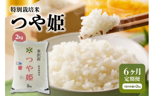 【 6ヶ月定期便 / 令和6年産 】 特別栽培米  つや姫 2kg ( 1袋 ) / 月 計 12kg 米沢産 2024年産 1320795 - 山形県米沢市