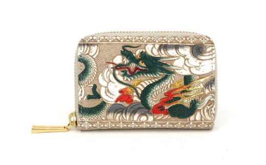 【文庫屋大関】ファスナー 小銭入れ 龍＜緑＞【皮革工芸品】財布 牛革 コンパクト 東京 [№5619-1837] 1604034 - 東京都墨田区