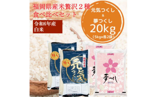 令和6年産 福岡県産 米 食べ比べ＜白米＞セット「夢つくし」と「元気つくし」2種類 計20kg入り [a8261] 株式会社 ゼロプラス 【返礼品】添田町 ふるさと納税