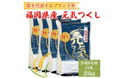 令和6年産 福岡県産 ブランド米「元気つくし」白米 20kg [a8259] 株式会社 ゼロプラス 【返礼品】添田町 ふるさと納税