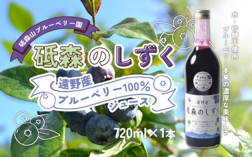 ブルーベリー ジュース  果汁100% （720ml ×1本） 岩手県 遠野市 遠野食工房蔵