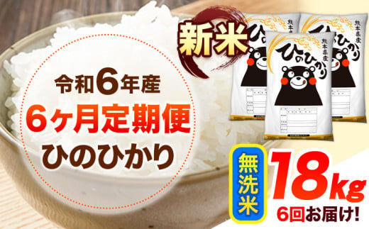 令和6年産 新米 【6ヶ月定期便】 無洗米 ひのひかり 18kg 《お申し込み月の翌月から出荷開始》 熊本県産 無洗米 精米 ひの 送料無料 熊本県 山江村 SDGs 米 コメ こめ 国産