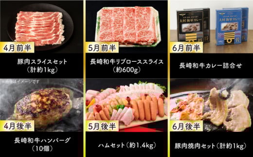  長崎和牛 スイーツ フルーツ ハム 豚肉 ハンバーグ スライス 米 定期便