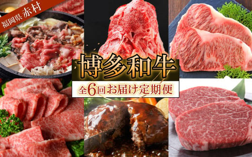 博多和牛 定期コース 牛肉 国産 すき焼き ステーキ ハンバーグ 焼肉 サブスク ヒレ サーロイン バラ肉 もも肉 福岡県 冷凍 赤村 【定期便 全6回 】Y53 