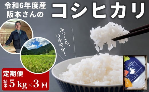 コシヒカリ 精米5kg×3回定期便 計15kg 令和6年産｜久万高原町 米 新米 お米 こめ コメ 愛媛　※離島への配送不可