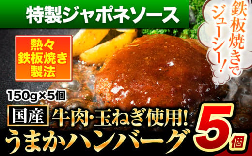 ハンバーグ 5個 国産のお肉使用！ 鶏肉不使用 温めるだけ 「通の贅沢ハンバーグ」特製ジャポネソース《7-14日以内に出荷予定(土日祝除く)》 牛 訳あり 小分け 早く届く 1621663 - 熊本県玉東町